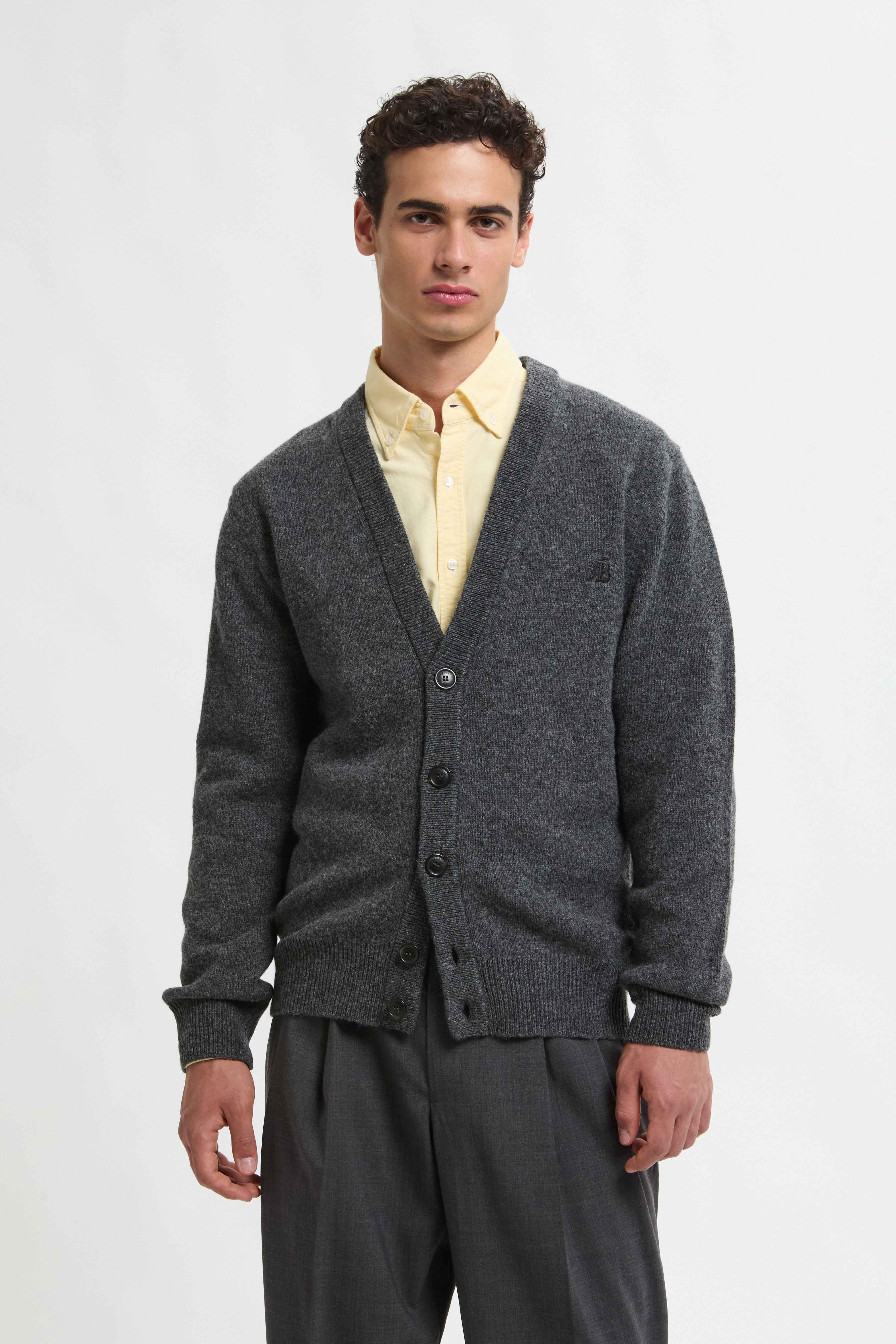 Cardigan uomo giacca bottoni maglia tasche toppa maglioncino collo sci Cardigan uomo giacca bottoni maglia tasche toppa maglioncino collo sci