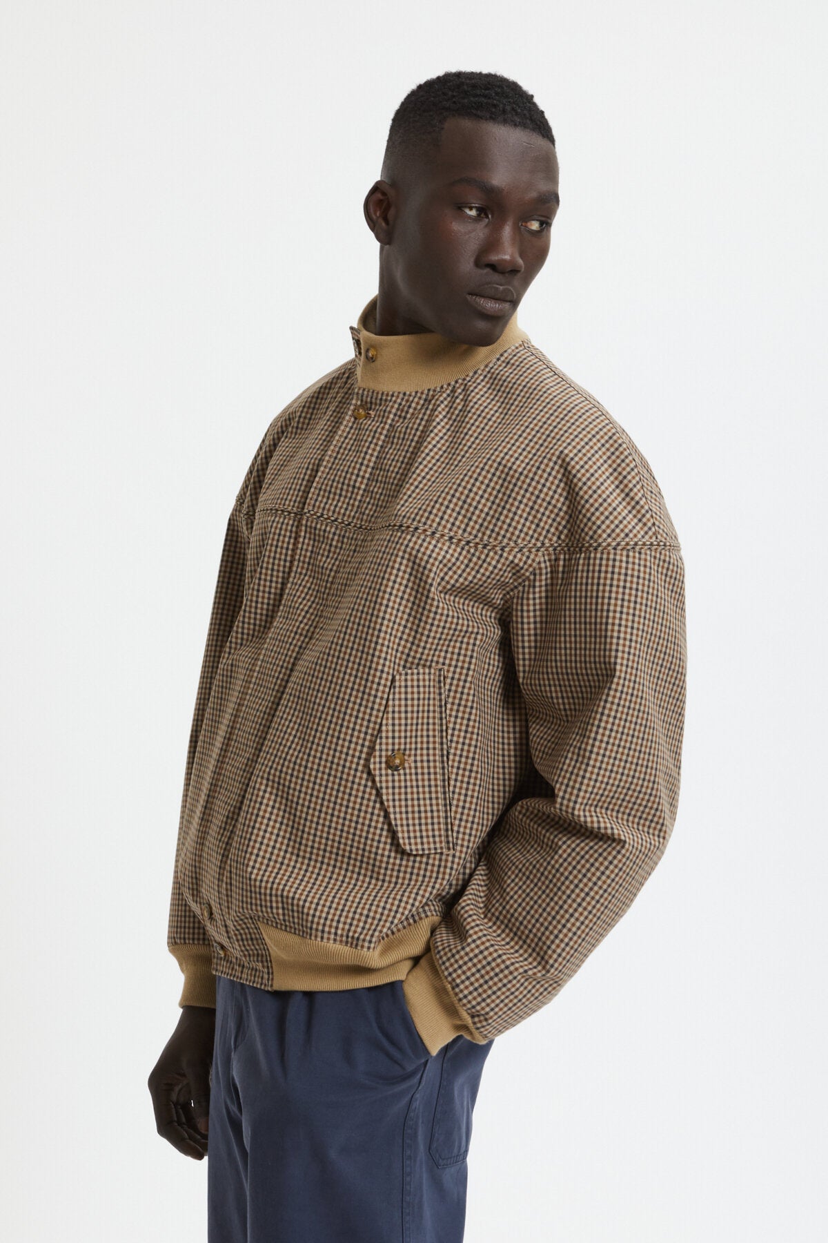 Four Climes Poly Cotton Derby Jacket Tattersall Tan Baracuta