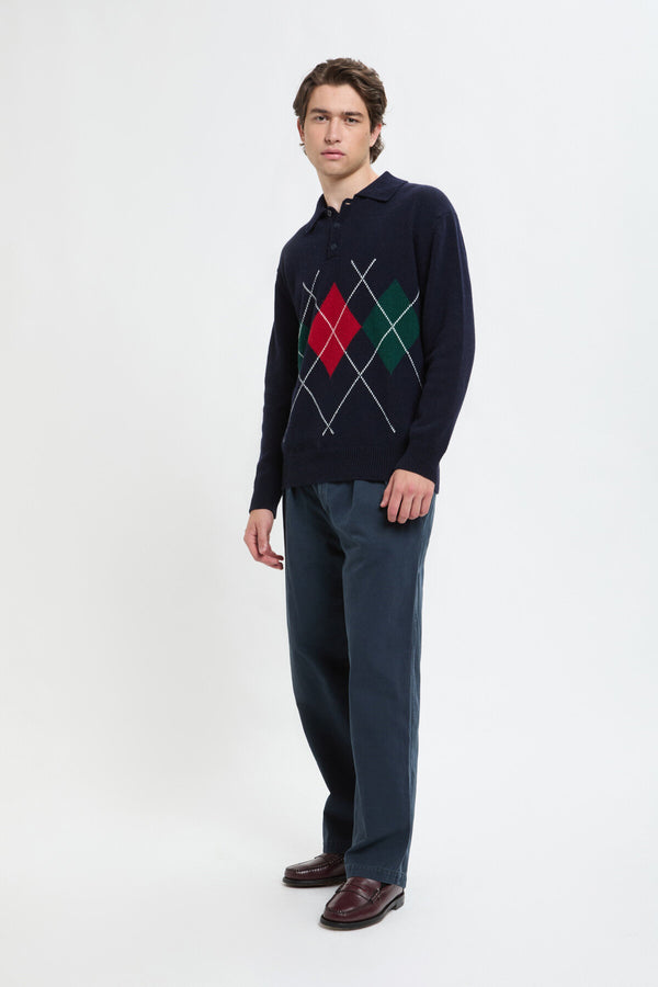 Strickpullover mit Argyle-Muster und Rollkragen