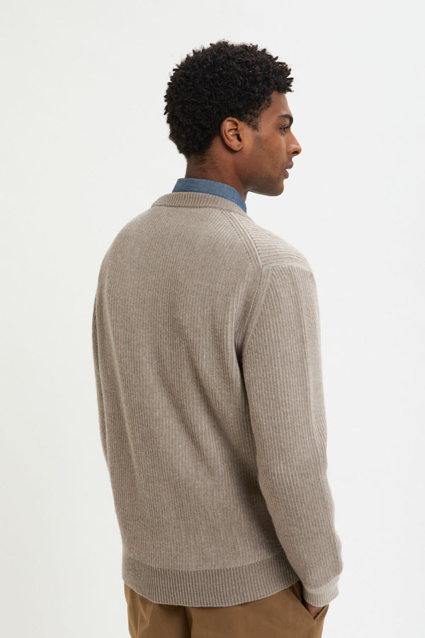 CREWNECK POCKET CONTRAST RIB JUMPER