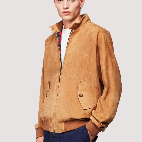 Premium G9 Harrington Suede Tobacco Baracuta