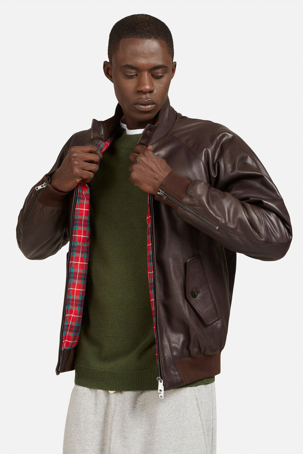 BARACUTA 2Way Leather Hooded Coat BLK XL