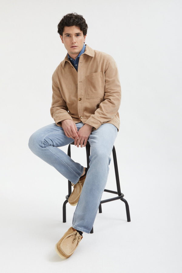 Overshirt in Pelle Scamosciata