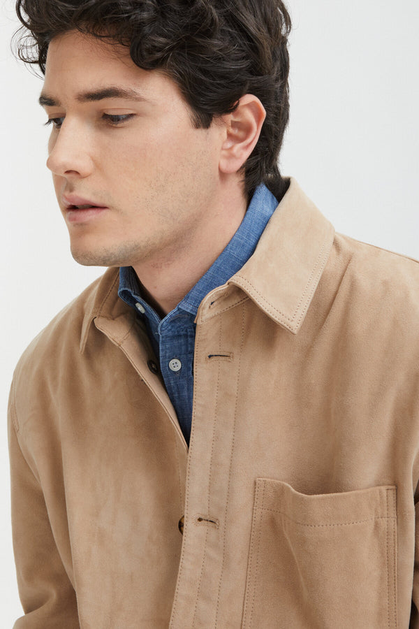 Overshirt in Pelle Scamosciata