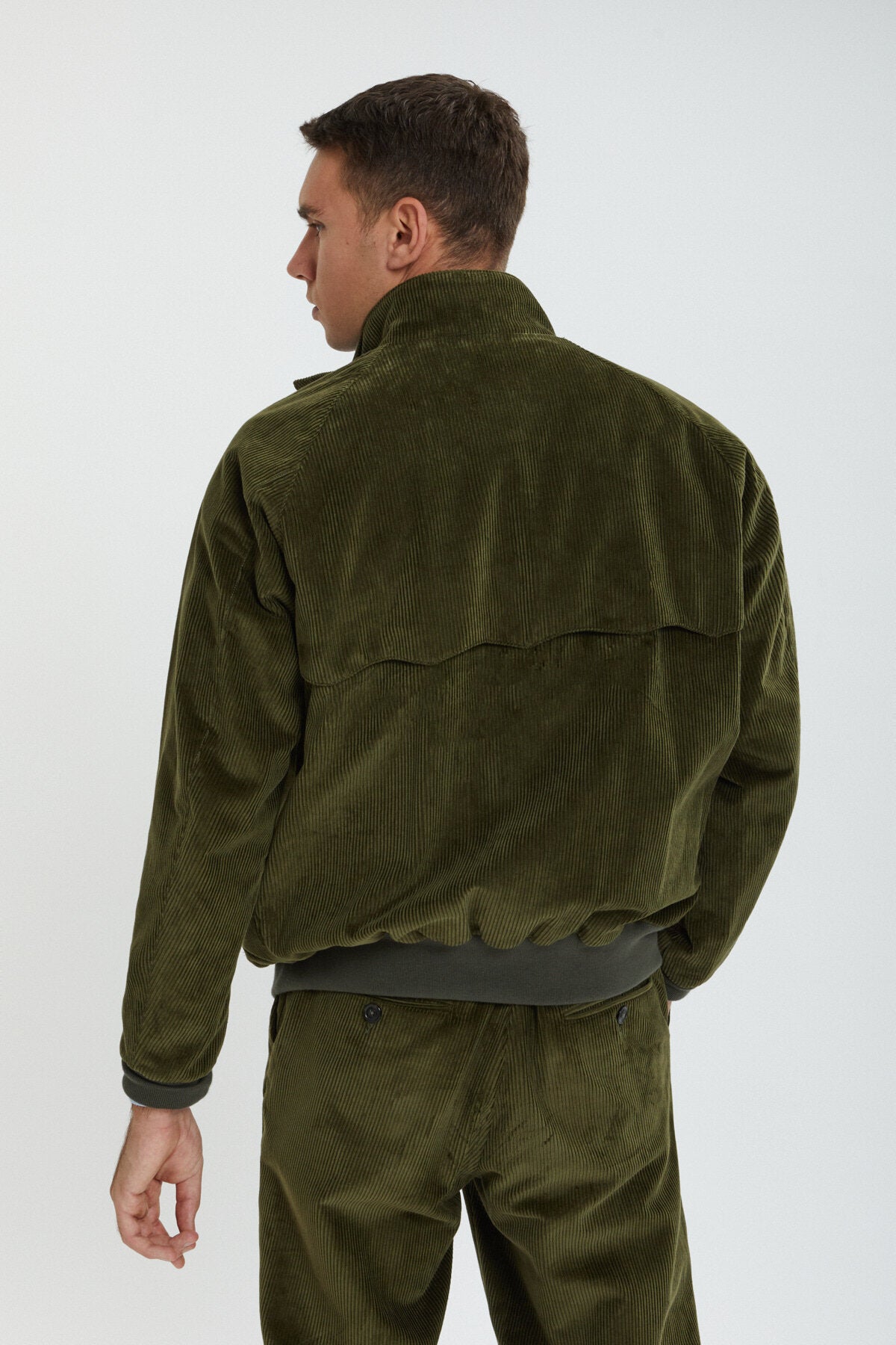 Unpadded Corduroy G9 Pocket Olive Baracuta